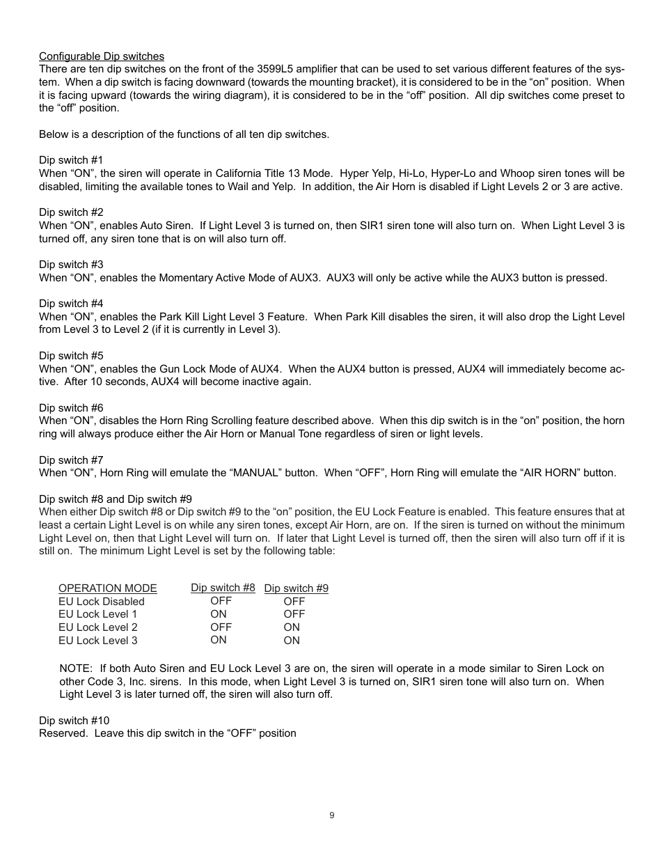 Code 3 H2Covert Siren User Manual | Page 9 / 16