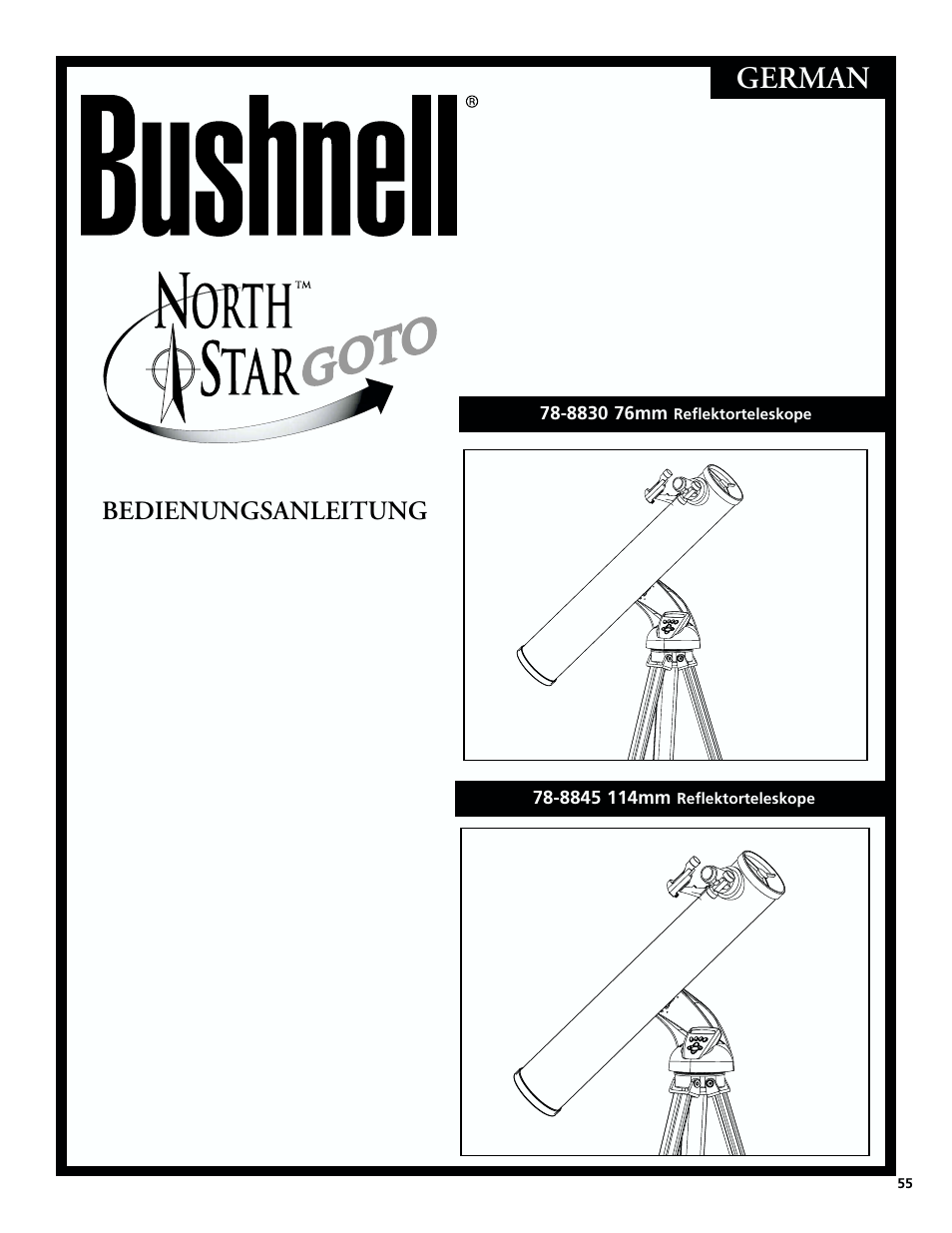 German, Bedienungsanleitung | Bushnell 78-8830 User Manual | Page 55 / 88