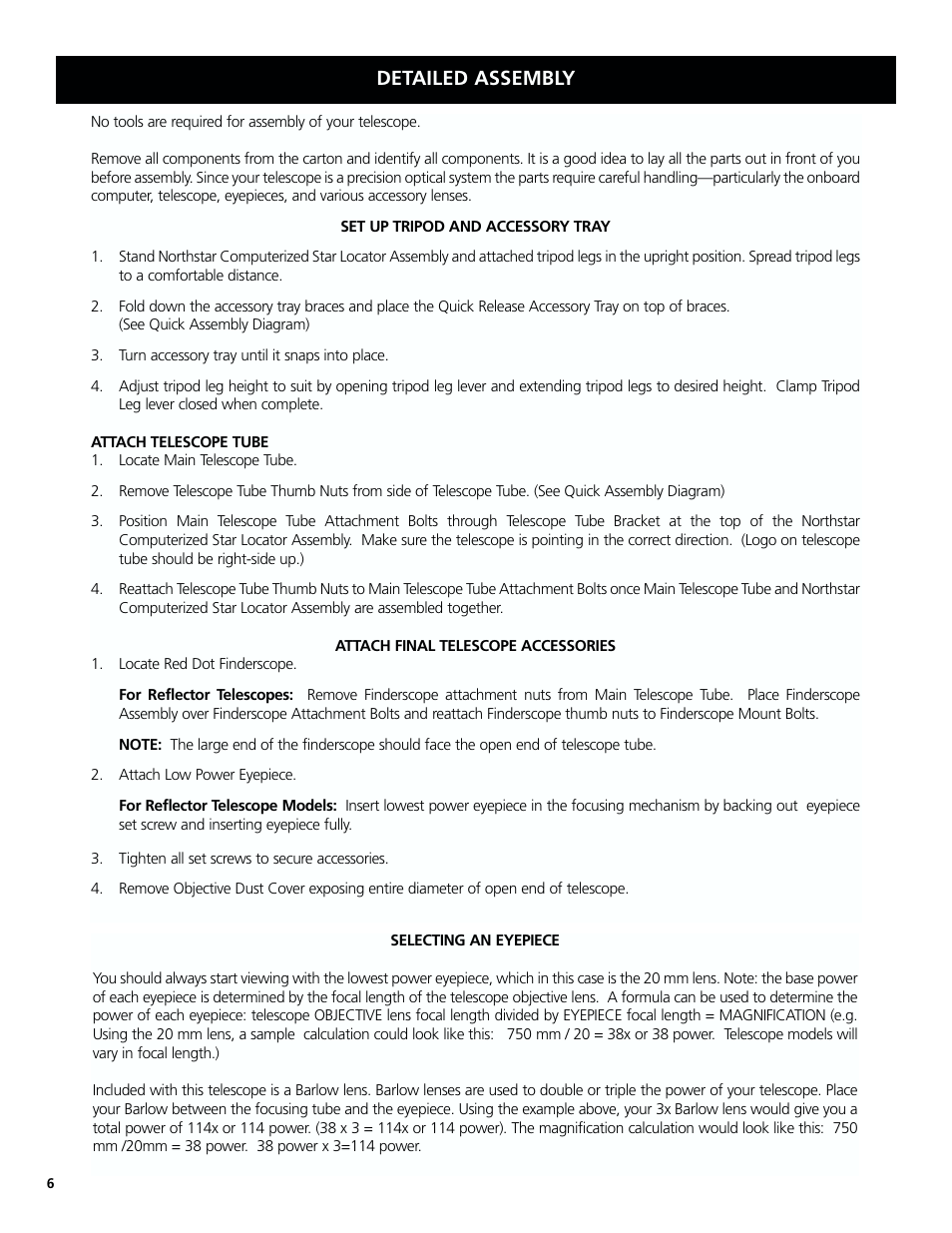 Detailed assembly | Bushnell 78-8830 User Manual | Page 6 / 88