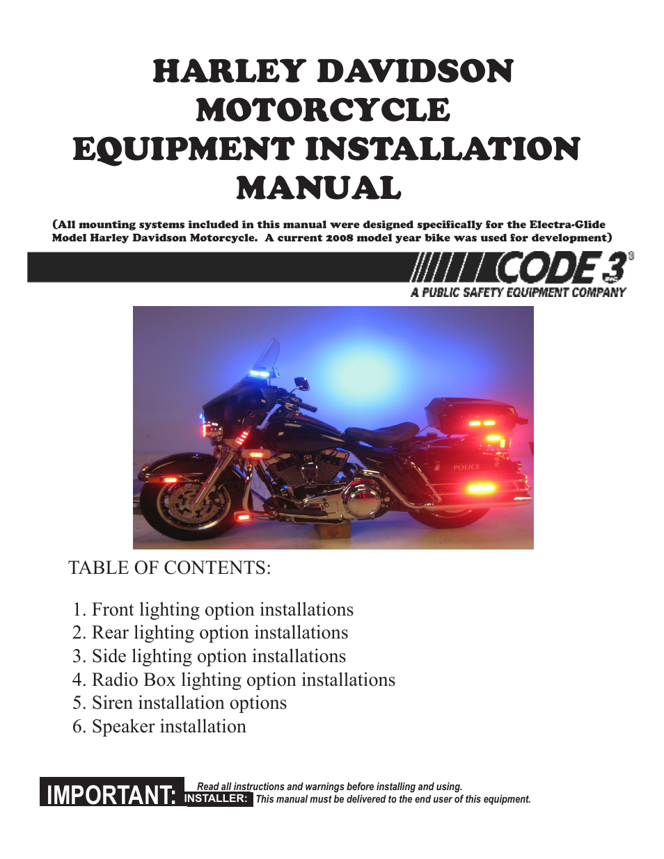 Code 3 Harley-Davidson User Manual | 12 pages