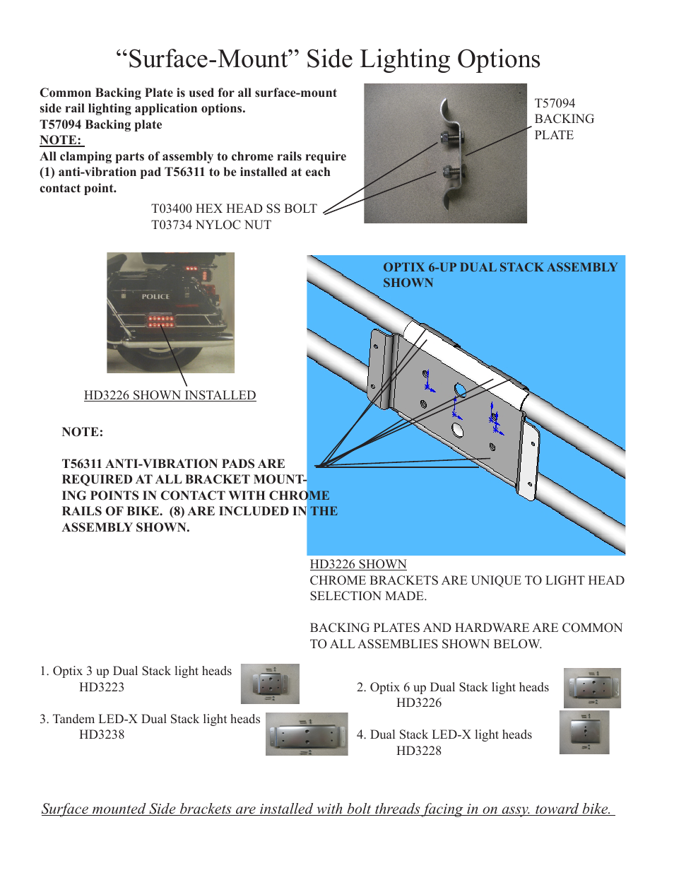 Surface-mount” side lighting options | Code 3 Harley-Davidson User Manual | Page 6 / 12