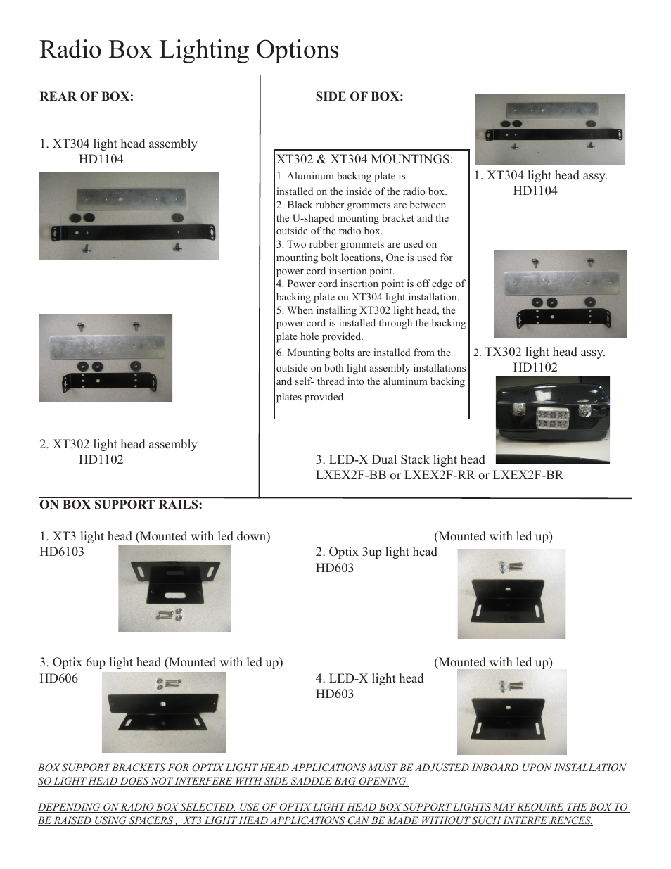 Radio box lighting options | Code 3 Harley-Davidson User Manual | Page 7 / 12