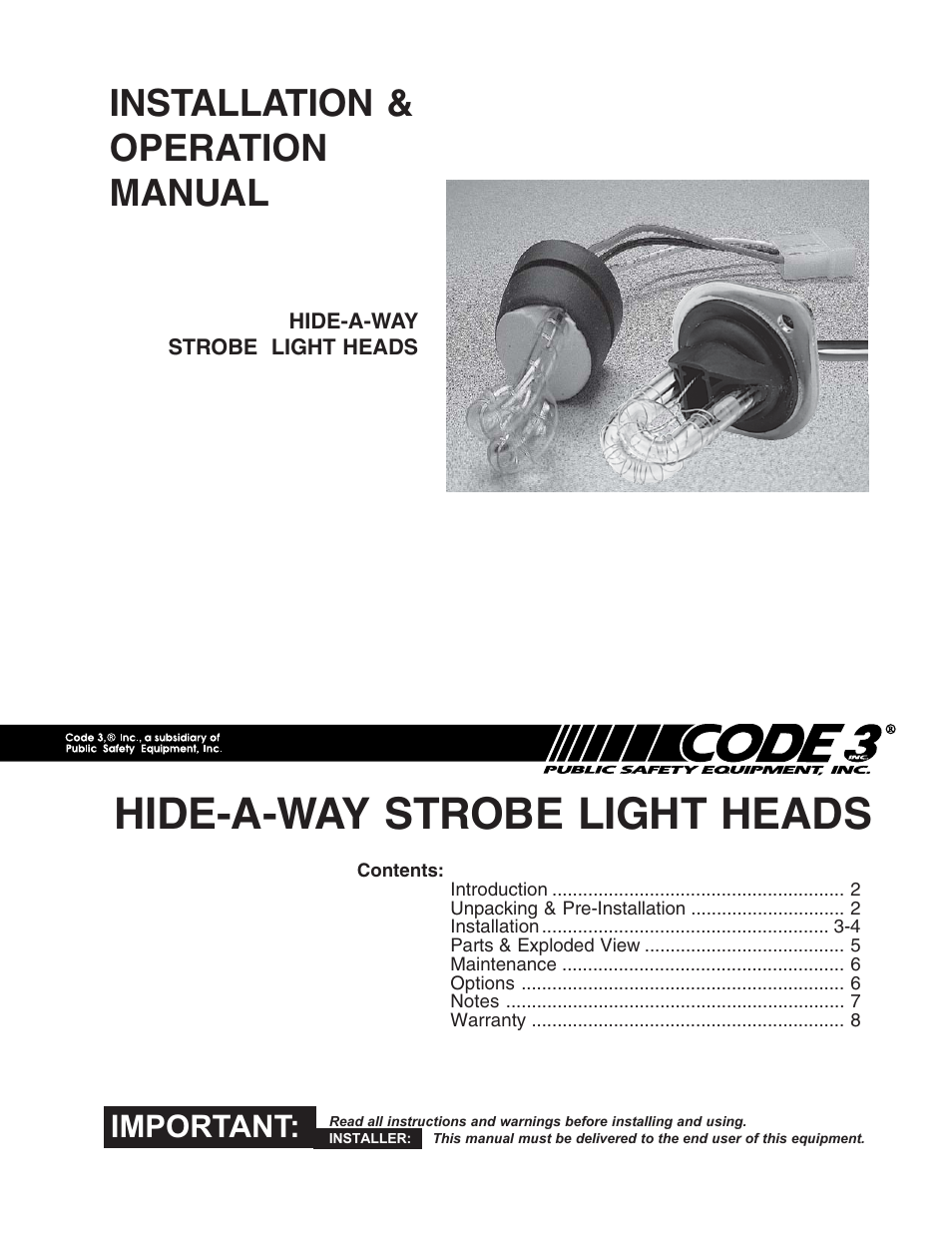 Code 3 Hide-A-Way User Manual | 8 pages