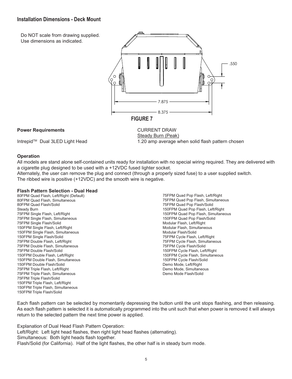 Figure 7, Installation dimensions - deck mount | Code 3 Intrepid User Manual | Page 5 / 6