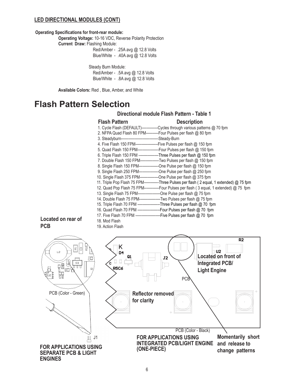 Flash pattern selection | Code 3 LED DuoBeam User Manual | Page 6 / 8