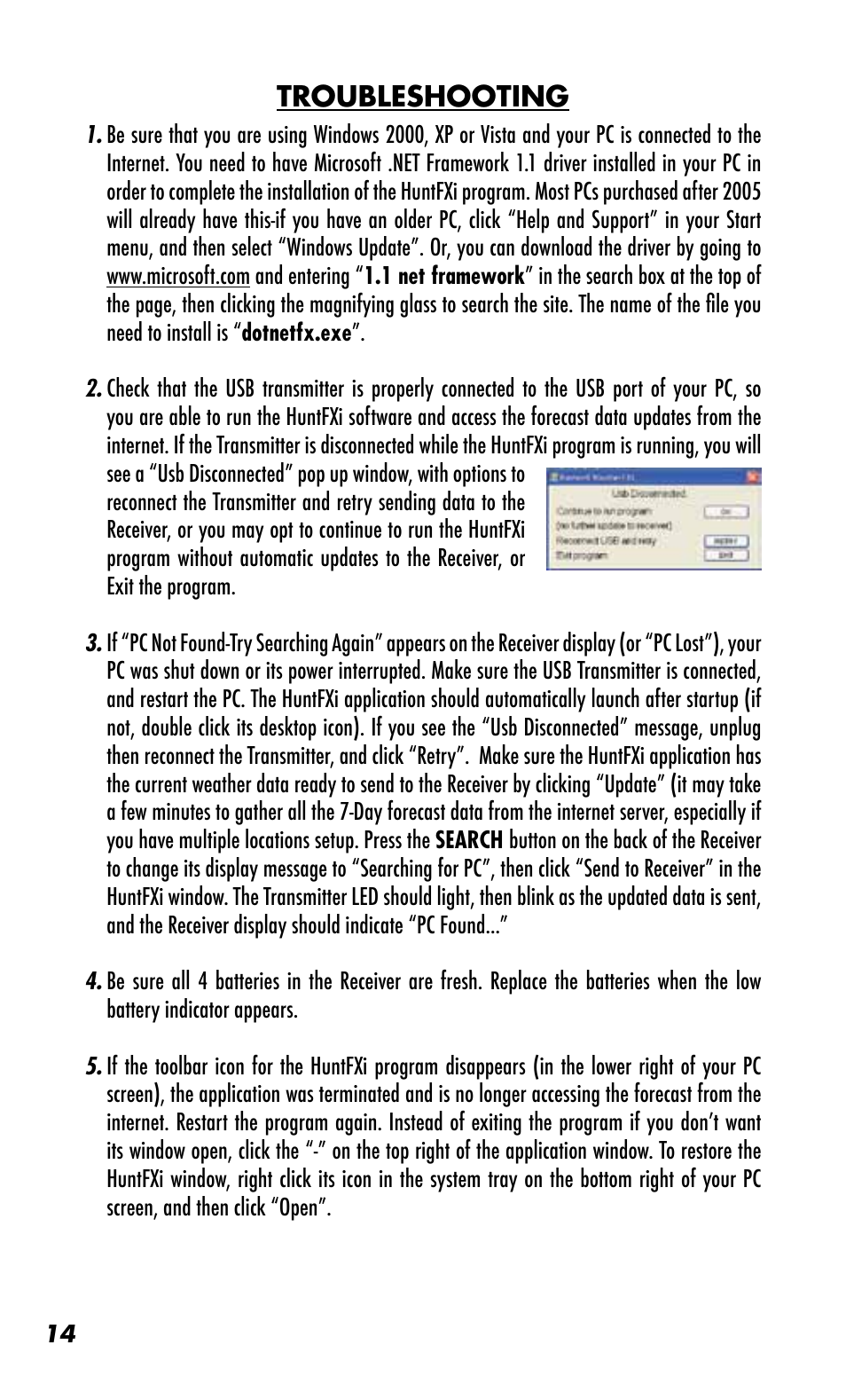 Troubleshooting | Bushnell WEATHERFX 960072C User Manual | Page 14 / 18