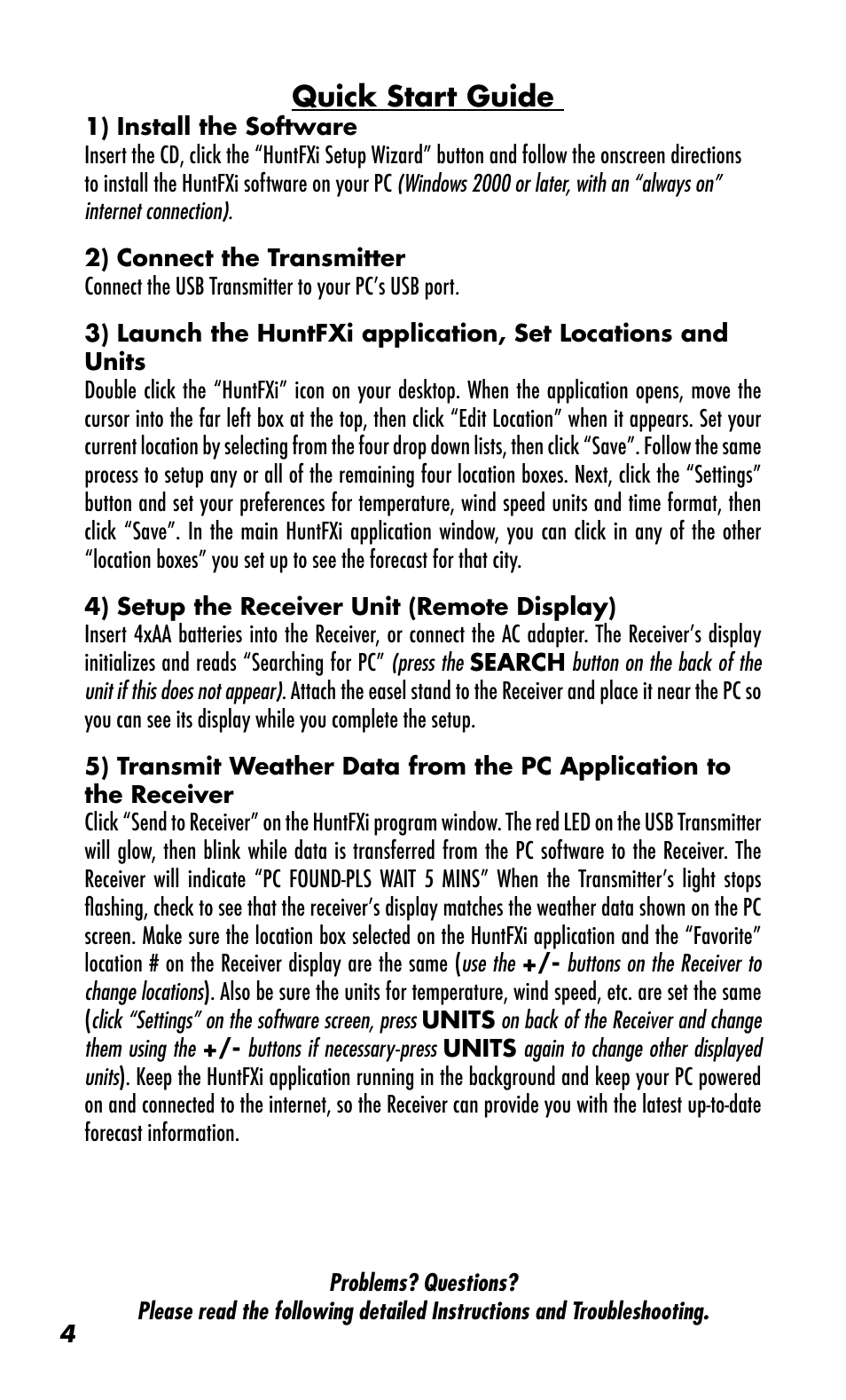 Quick start guide | Bushnell WEATHERFX 960072C User Manual | Page 4 / 18