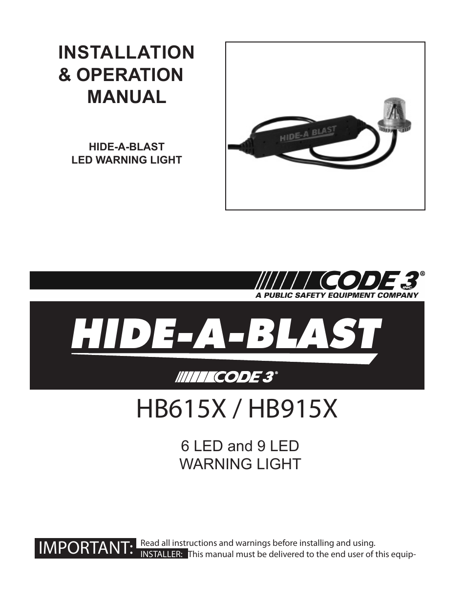 Code 3 LED Hide-A-Blast User Manual | 8 pages