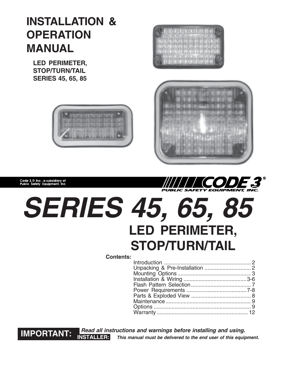 Code 3 LED Perimeter Lights User Manual | 12 pages