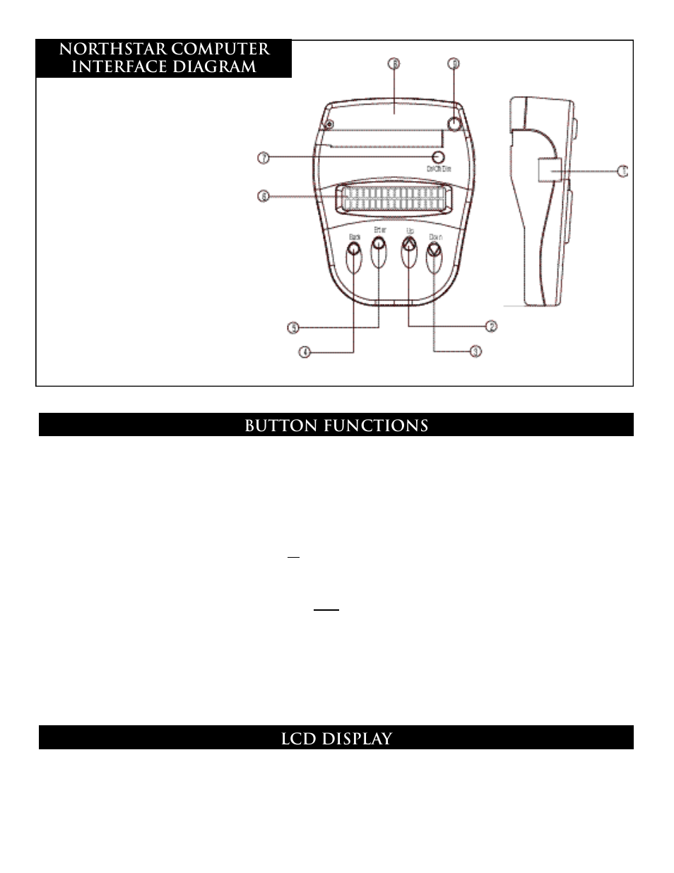 Button functions lcd display, Northstar computer interface diagram | Bushnell 78-7830 User Manual | Page 12 / 39