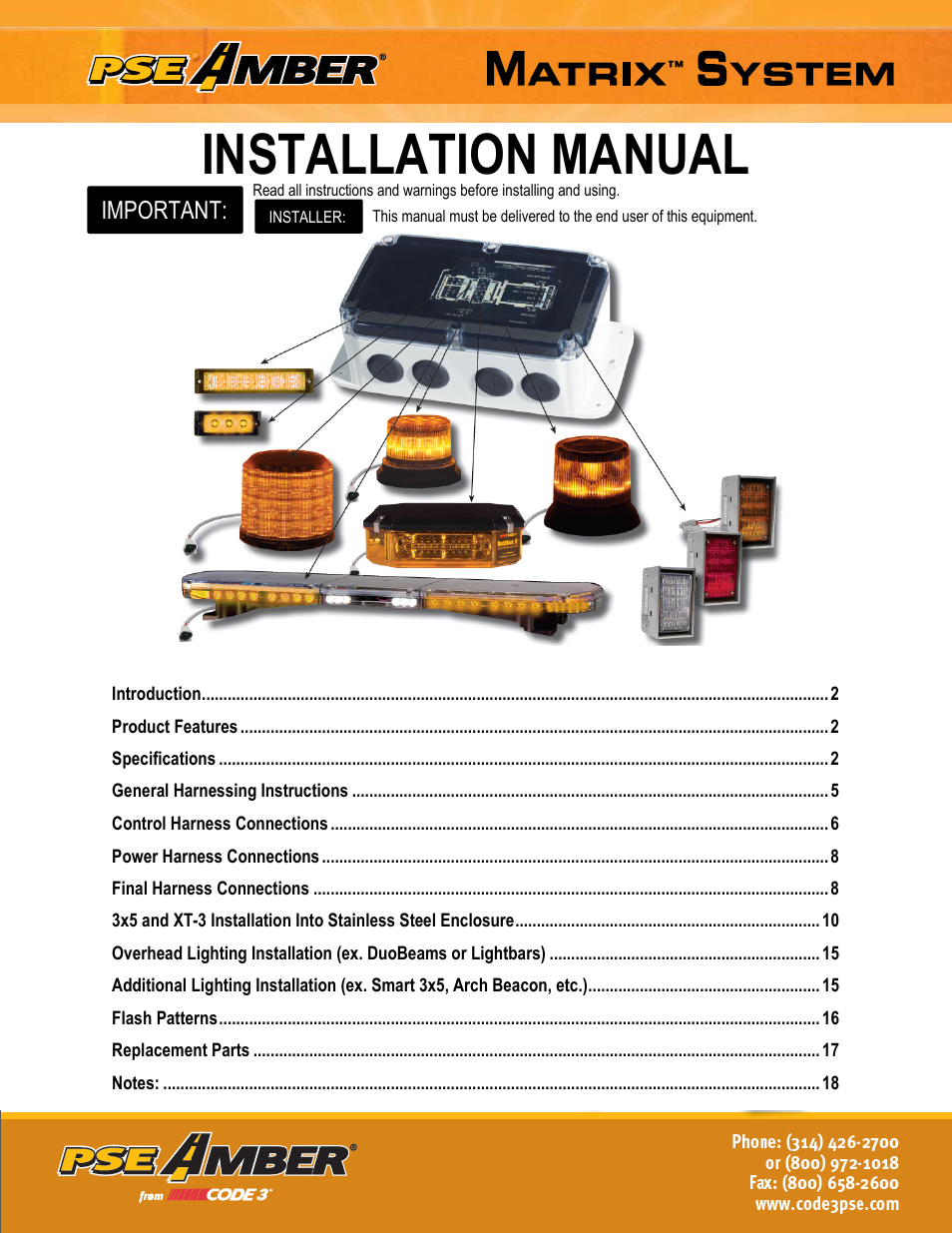 Code 3 Matrix User Manual | 20 pages