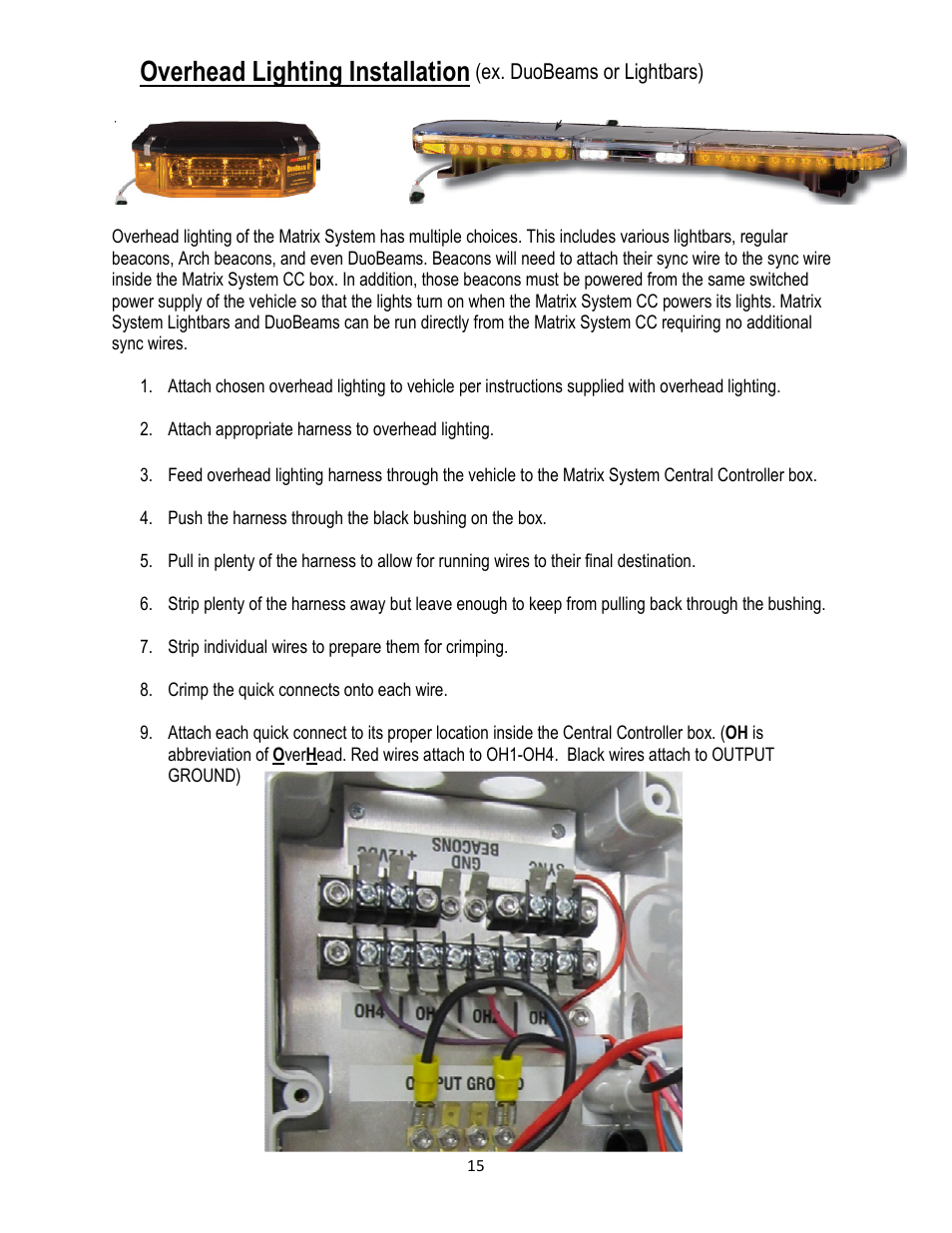 Overhead lighting installation | Code 3 Matrix User Manual | Page 15 / 20