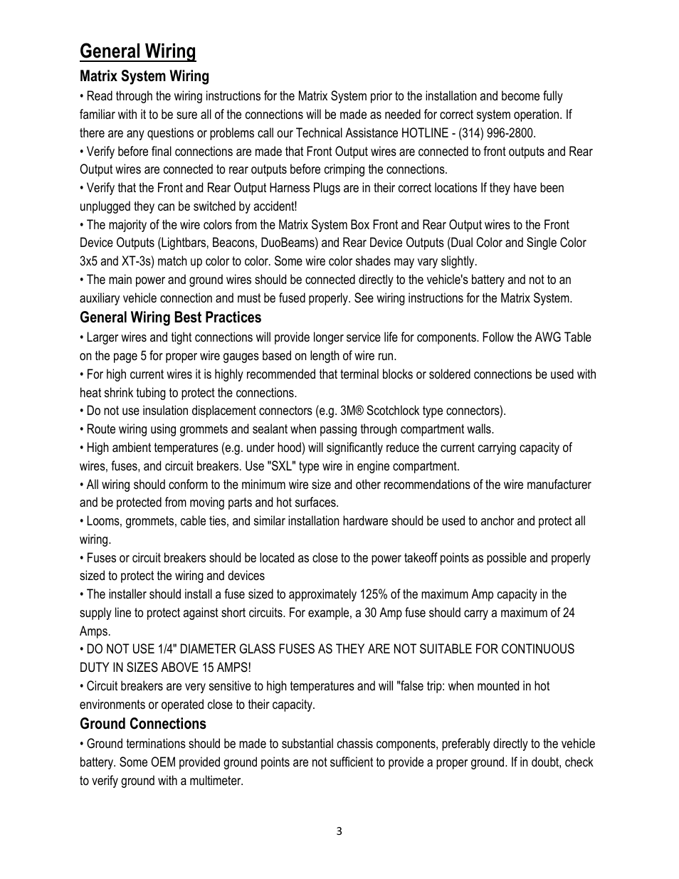General wiring | Code 3 Matrix User Manual | Page 3 / 20