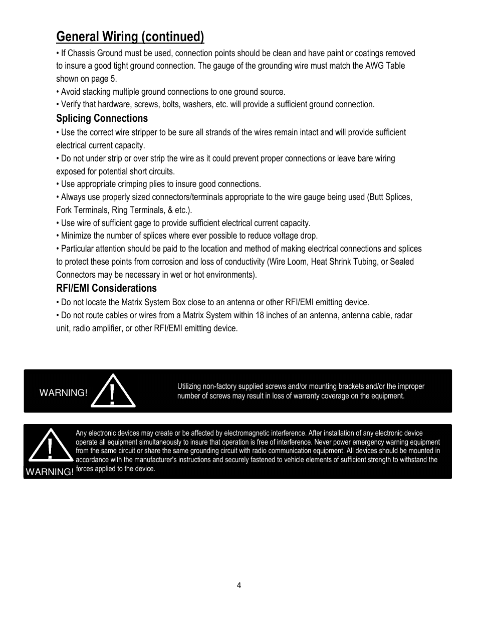 General wiring (continued) | Code 3 Matrix User Manual | Page 4 / 20