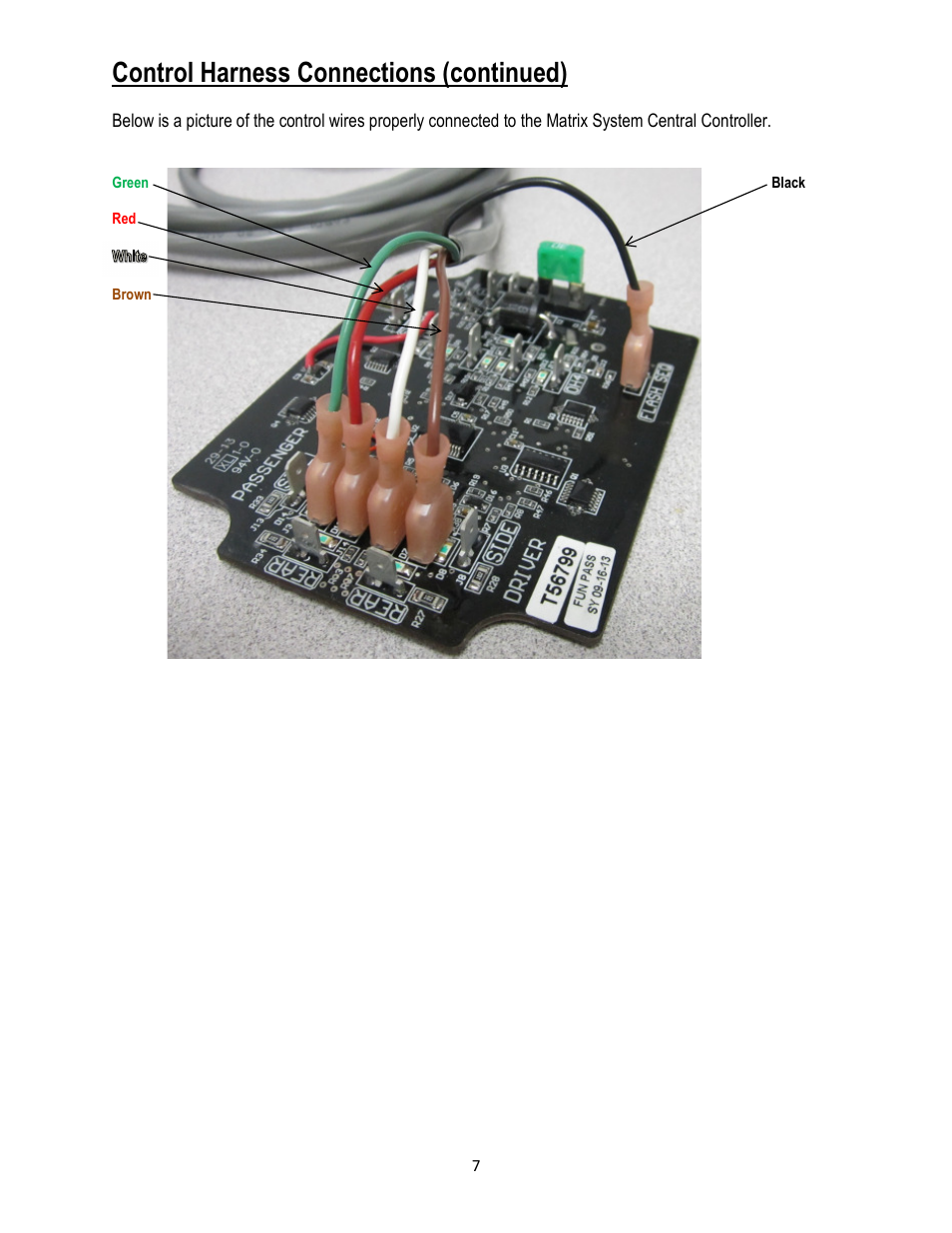 Control harness connections (continued) | Code 3 Matrix User Manual | Page 7 / 20