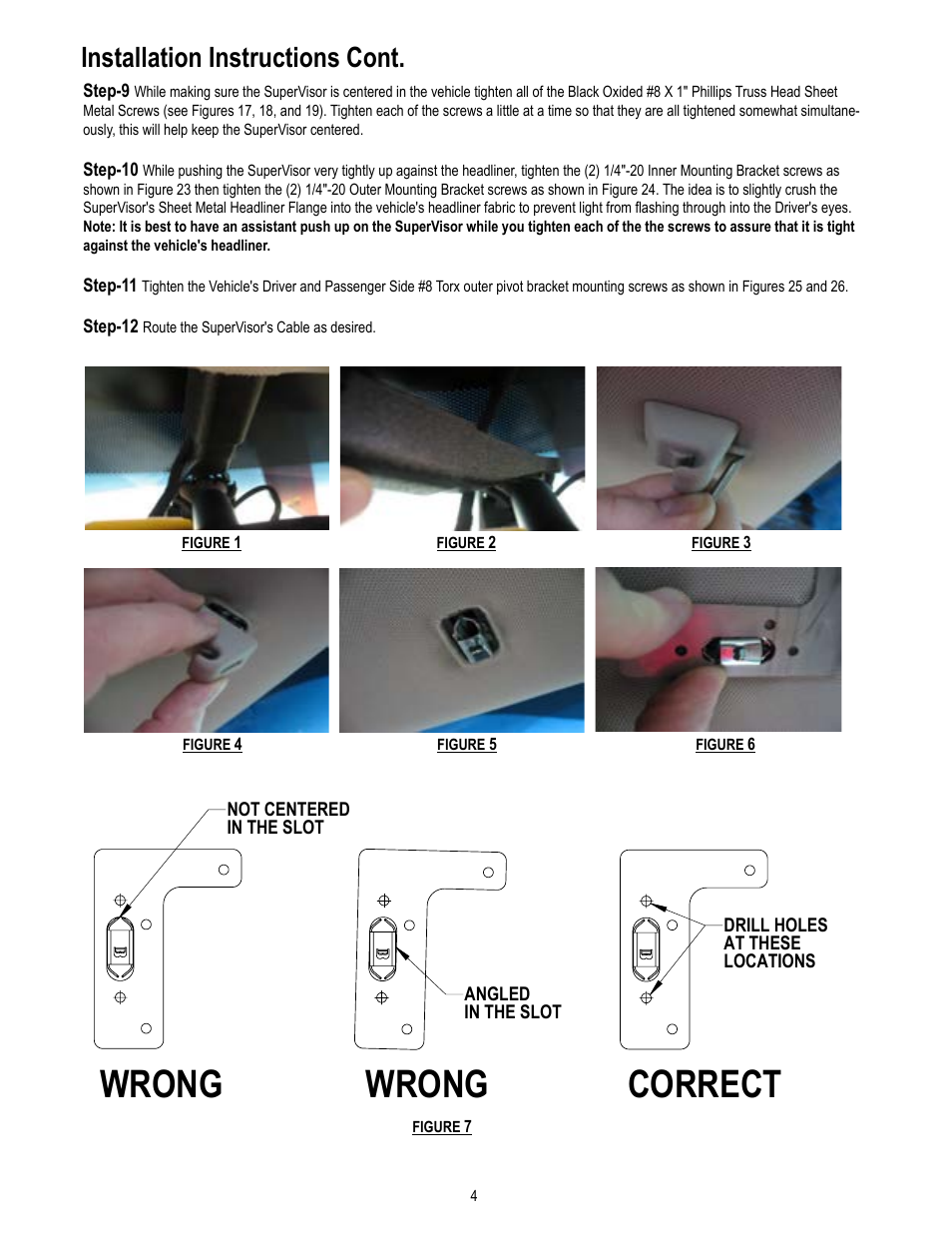 Wrong, Wrong correct, Installation instructions cont | Code 3 MC SuperVisor Caprice User Manual | Page 4 / 12