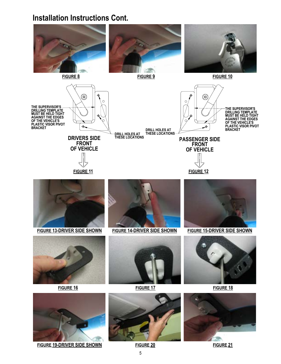 Installation instructions cont, Drivers side front of vehicle, Passenger side front of vehicle | Code 3 MC SuperVisor Caprice User Manual | Page 5 / 12