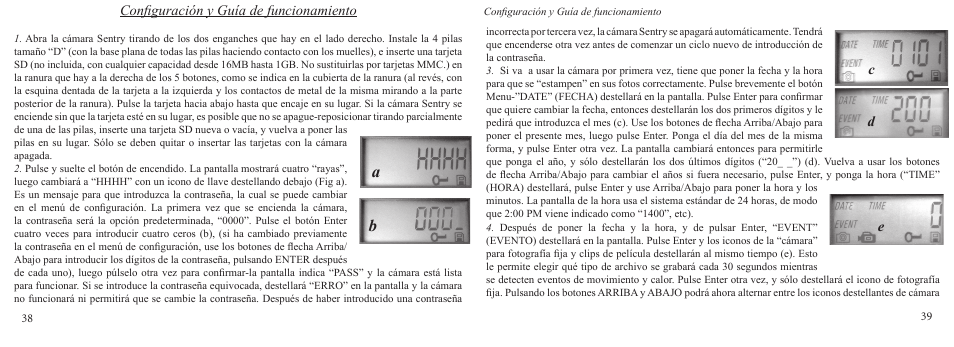 Conﬁguración y guía de funcionamiento, Cd e | Bushnell 11-9200 User Manual | Page 20 / 45