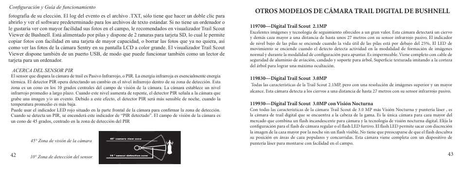 Otros modelos de cámara trail digital de bushnell | Bushnell 11-9200 User Manual | Page 22 / 45