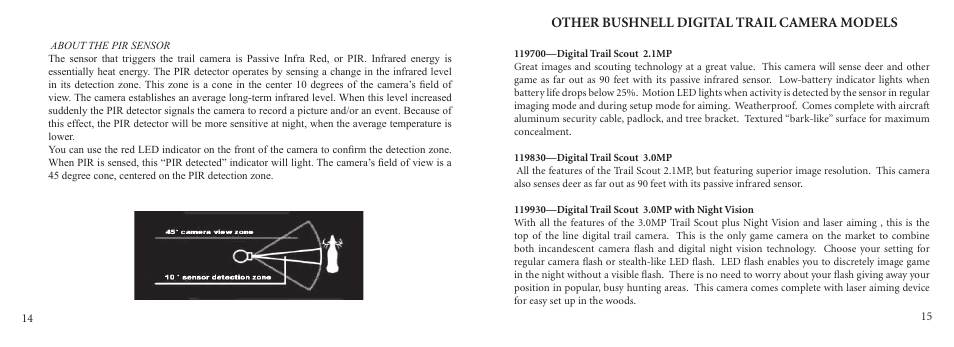 Other bushnell digital trail camera models | Bushnell 11-9200 User Manual | Page 8 / 45