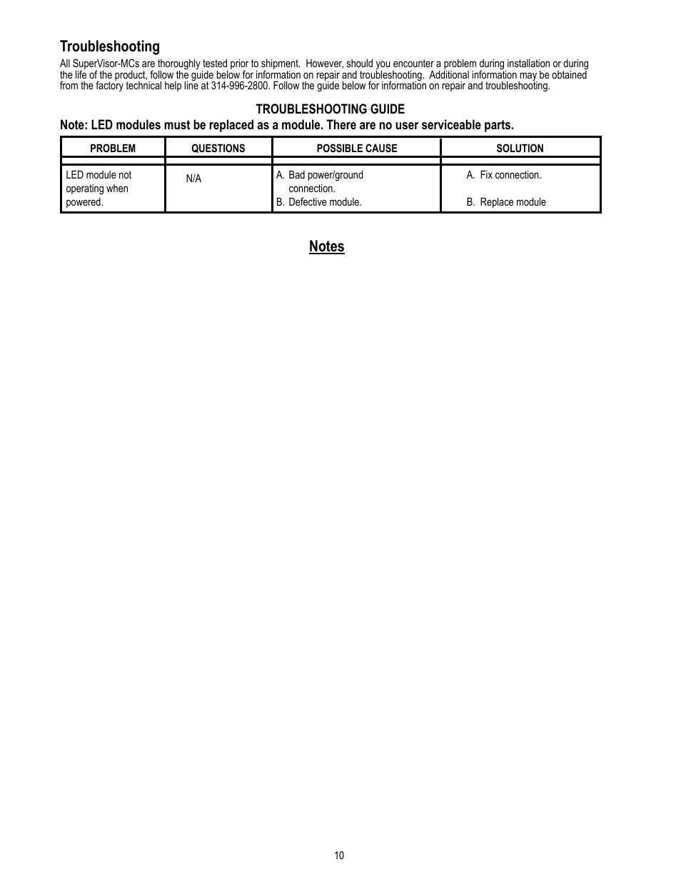 Troubleshooting | Code 3 MC SuperVisor Impala User Manual | Page 10 / 12
