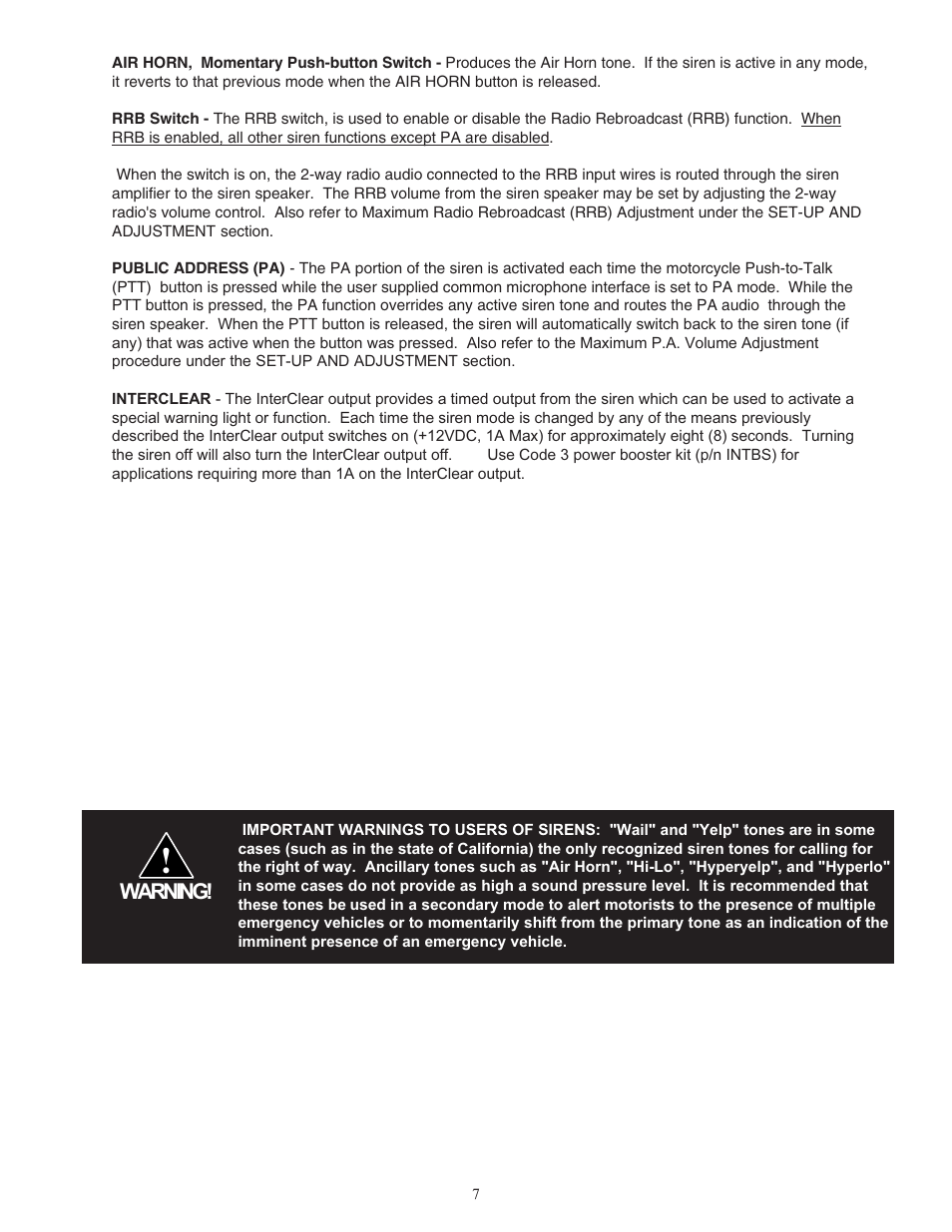 Code 3 Motorcycle Sirens 3951, 3955 User Manual | Page 8 / 25