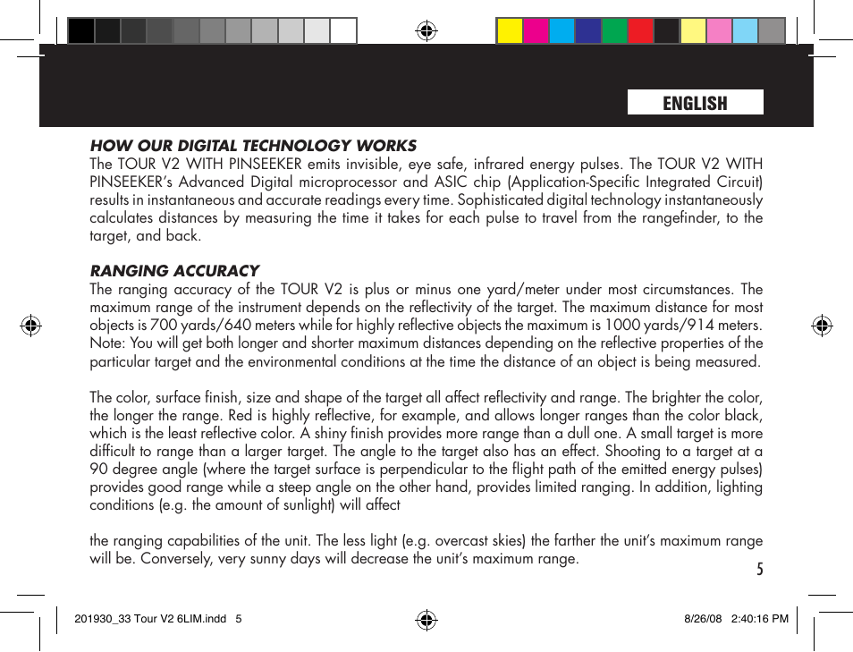 English | Bushnell Tour V2 User Manual | Page 5 / 96