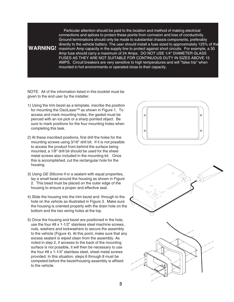 Warning | Code 3 OsciLaser Flushmount User Manual | Page 3 / 8