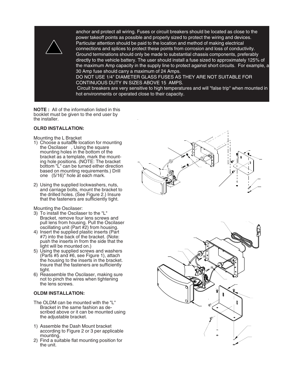 Warning | Code 3 OsciLaser Rear Deck/Dash Mount User Manual | Page 3 / 8