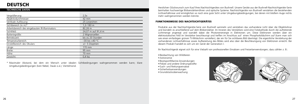 Deutsch | Bushnell 26-0100 User Manual | Page 15 / 27