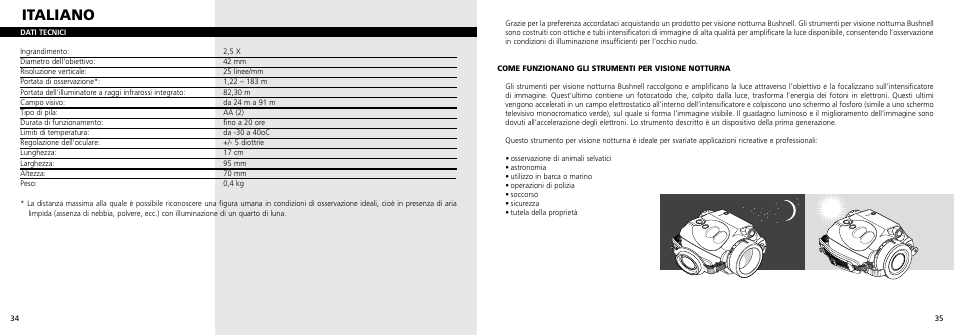 Italiano | Bushnell 26-0100 User Manual | Page 19 / 27