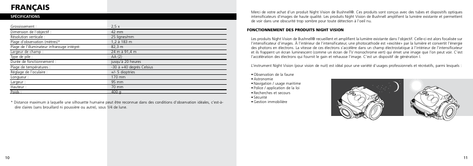 Français | Bushnell 26-0100 User Manual | Page 7 / 27