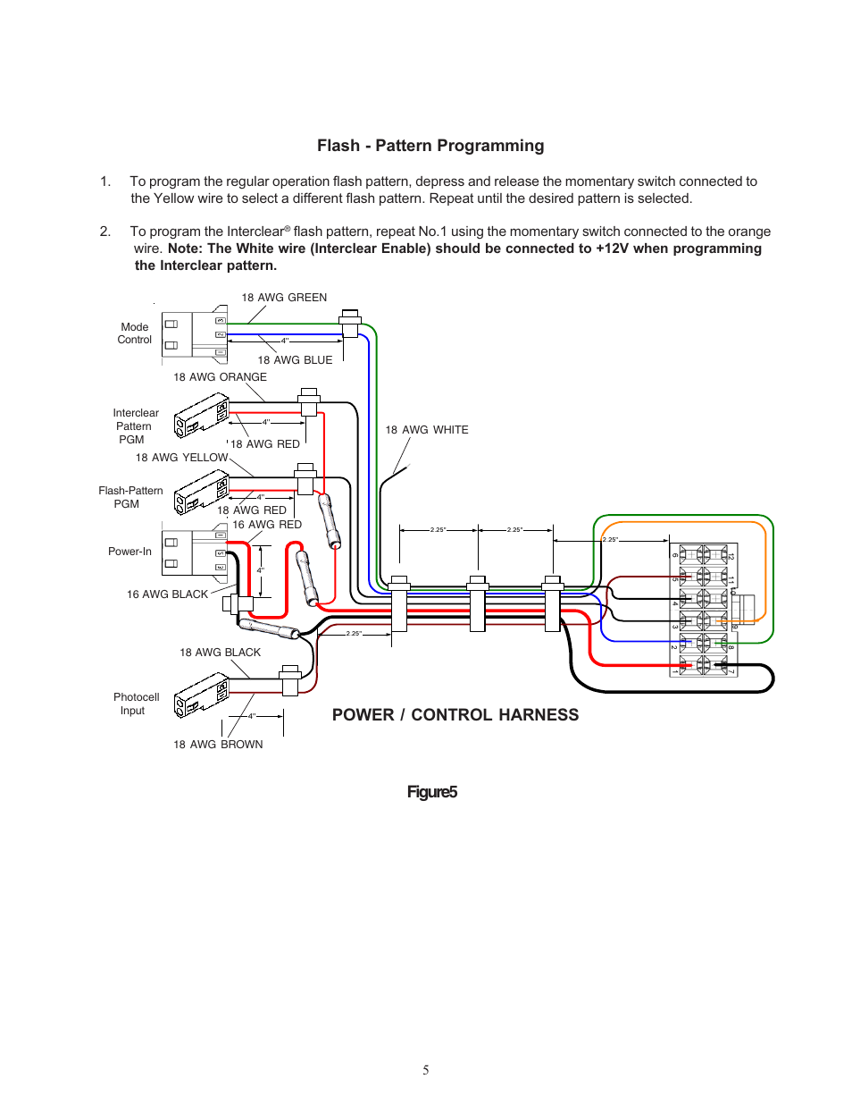 Flash - pattern programming, Figure5, Power / control harness | Code 3 PSE LED F12 LED Output Flashers User Manual | Page 5 / 8