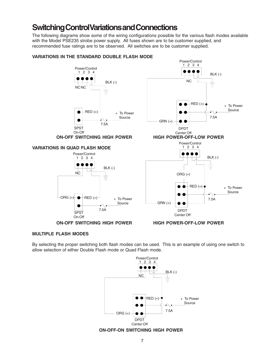 Switching control variations and connections | Code 3 PSE235 Remote Strobe Power Supply User Manual | Page 7 / 10