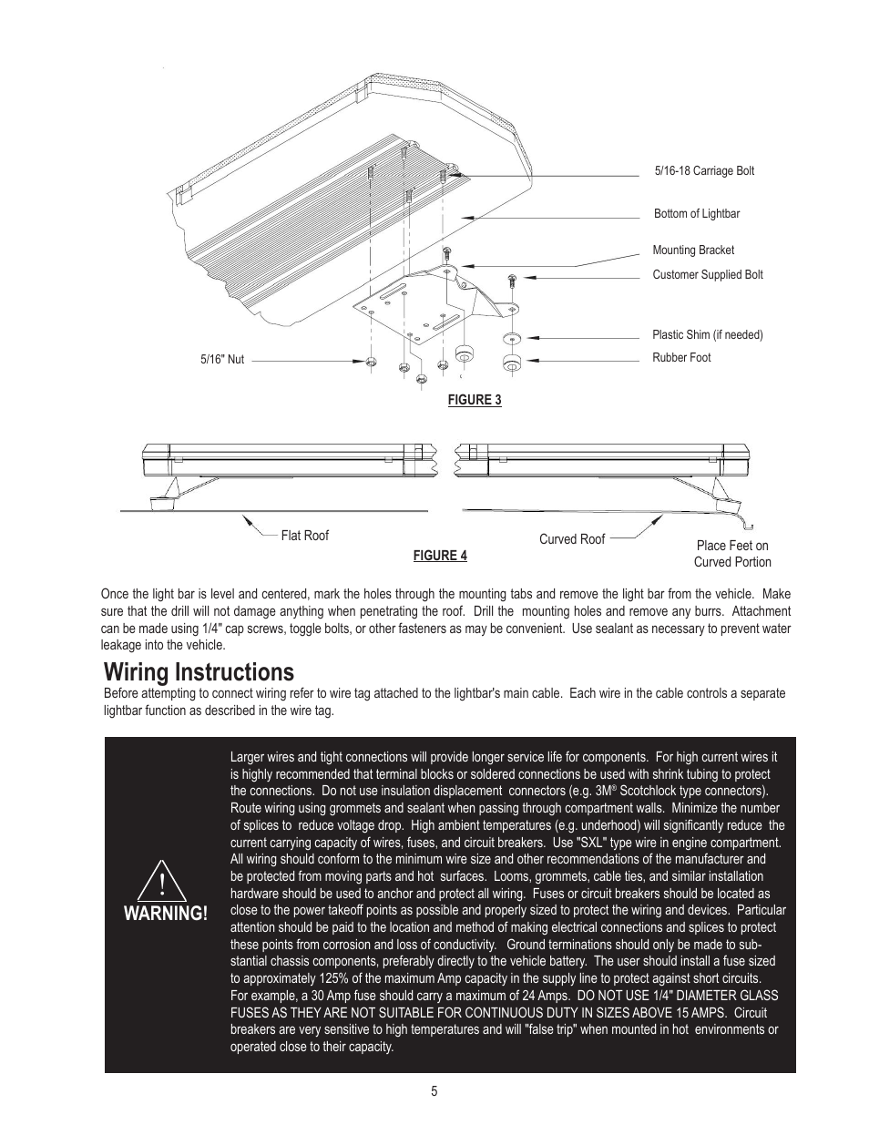 Wiring instructions, Warning | Code 3 Ranger User Manual | Page 5 / 12