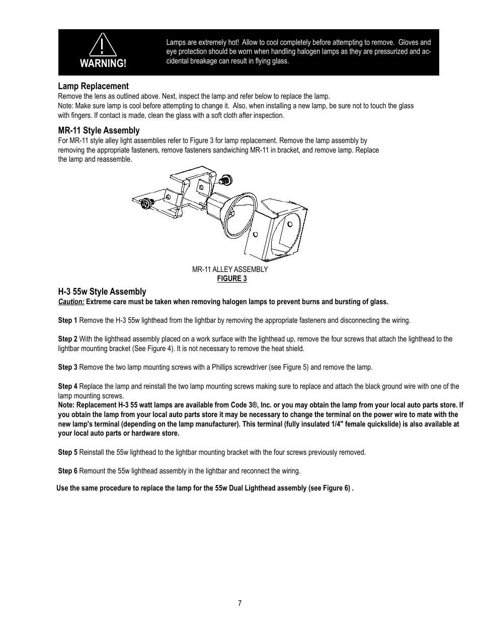 Warning | Code 3 RMX Lightbar User Manual | Page 7 / 12