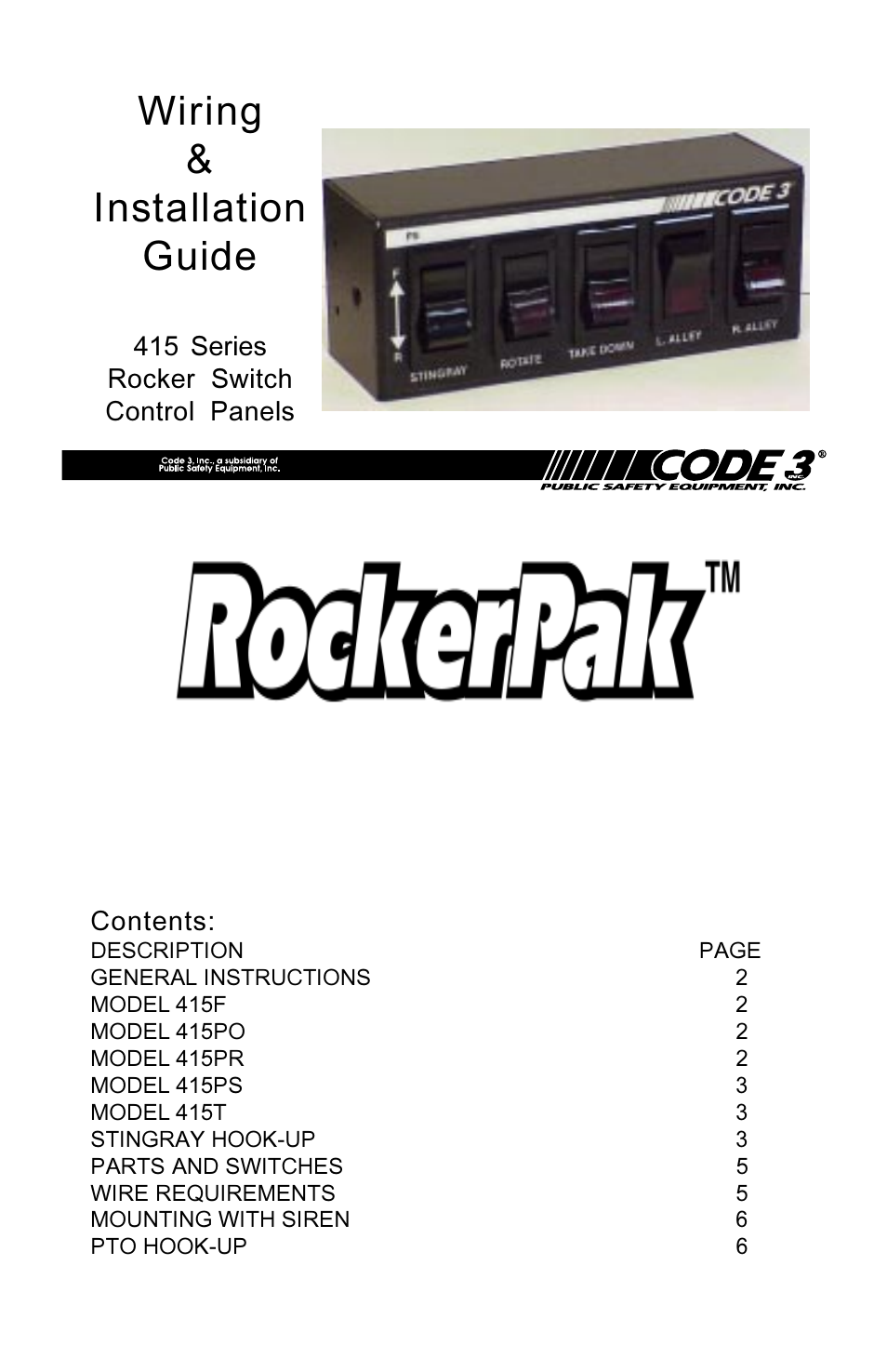 Wiring & installation guide | Code 3 RockerPak 410, 416, 426 User Manual | Page 9 / 20