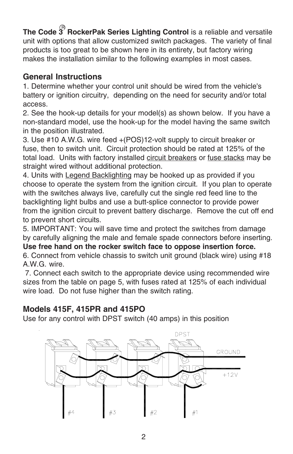 Code 3 RockerPak 415 User Manual | Page 2 / 8