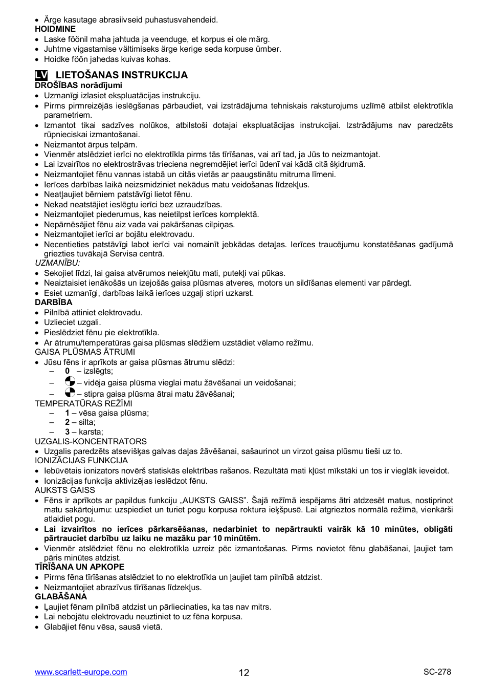 Scarlett SC-278 User Manual | Page 12 / 17