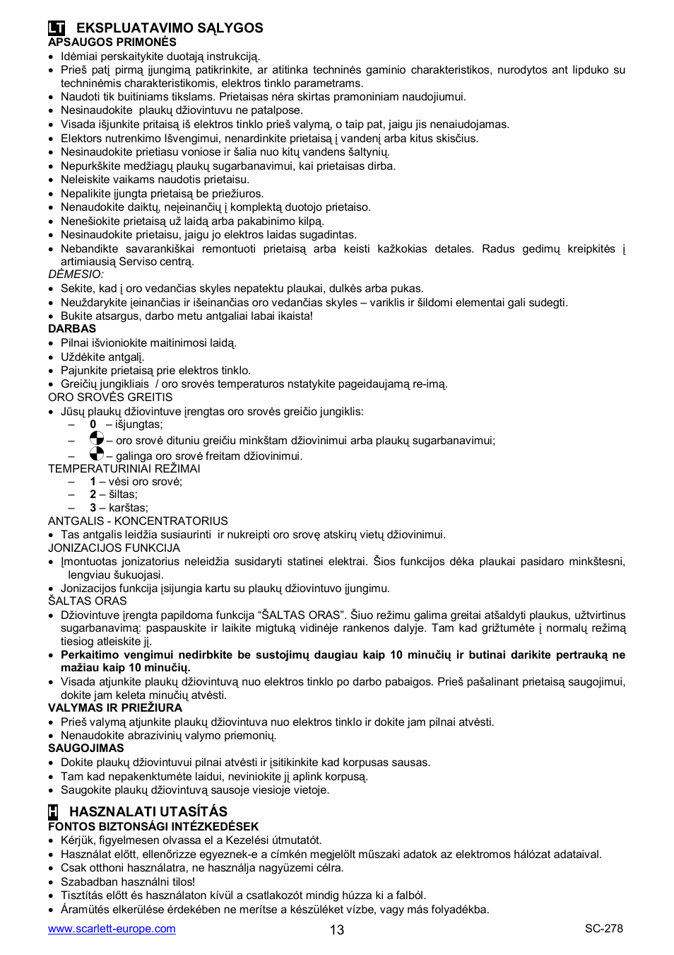 Scarlett SC-278 User Manual | Page 13 / 17