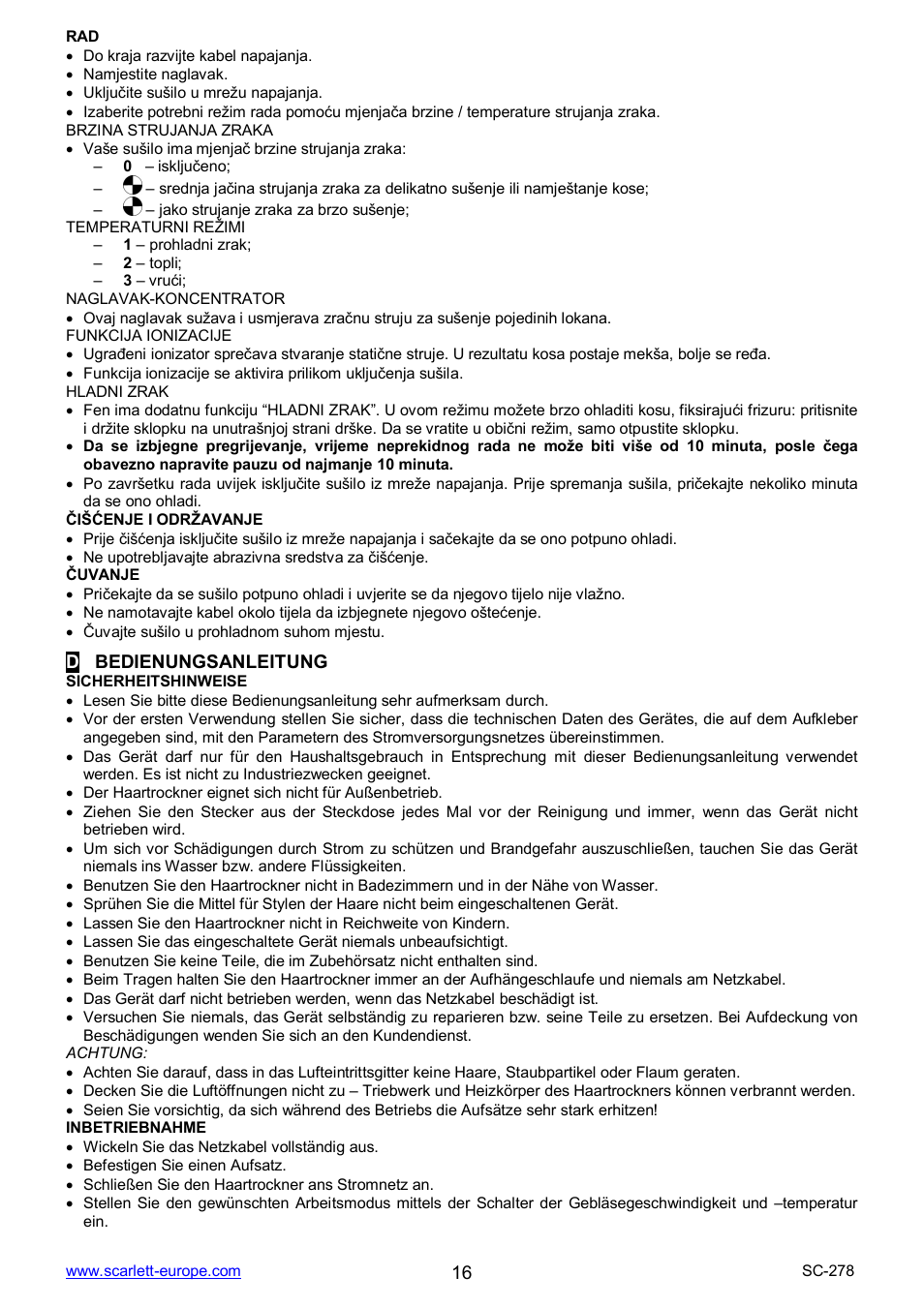 Scarlett SC-278 User Manual | Page 16 / 17