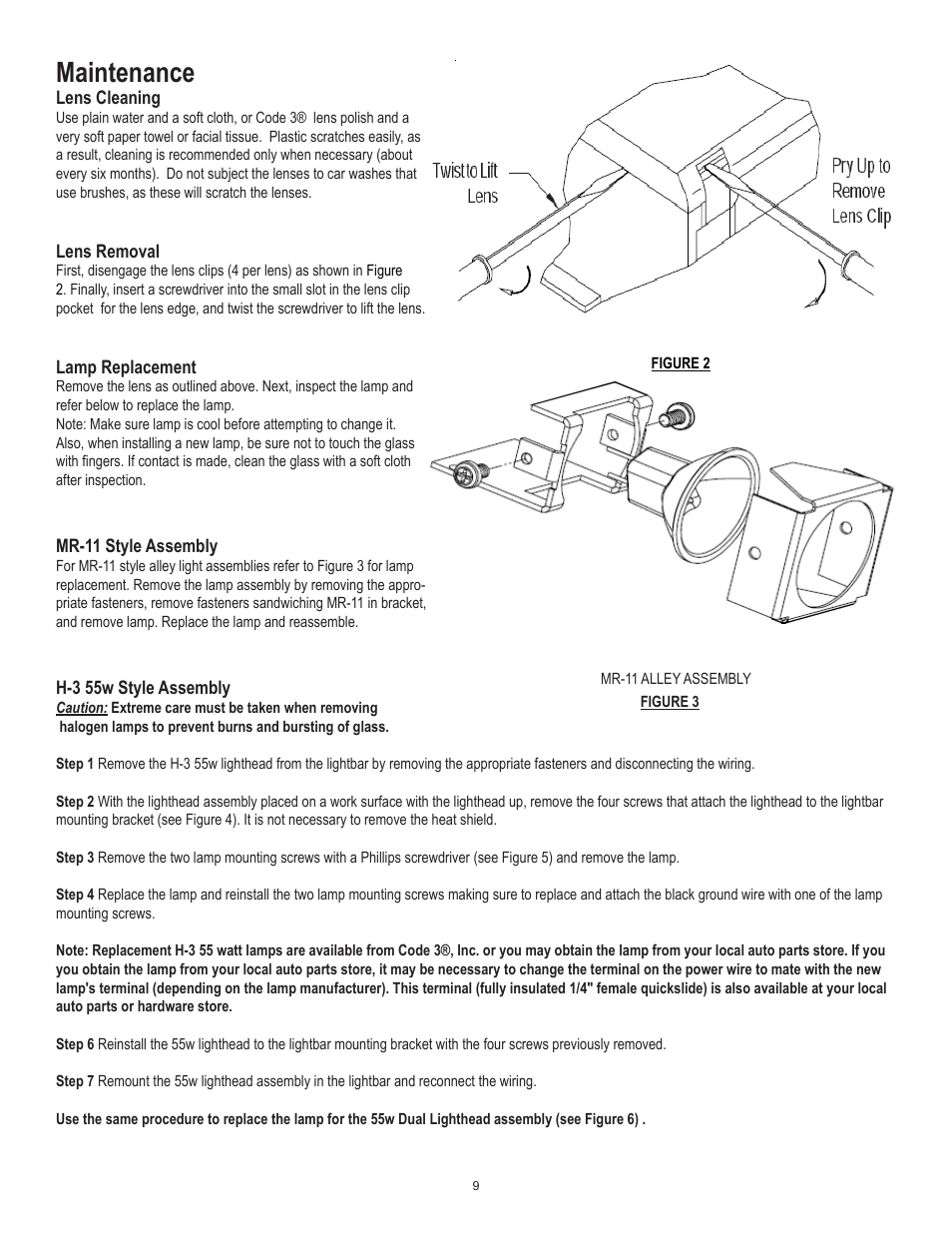 Maintenance | Code 3 RX 2700CC User Manual | Page 9 / 16