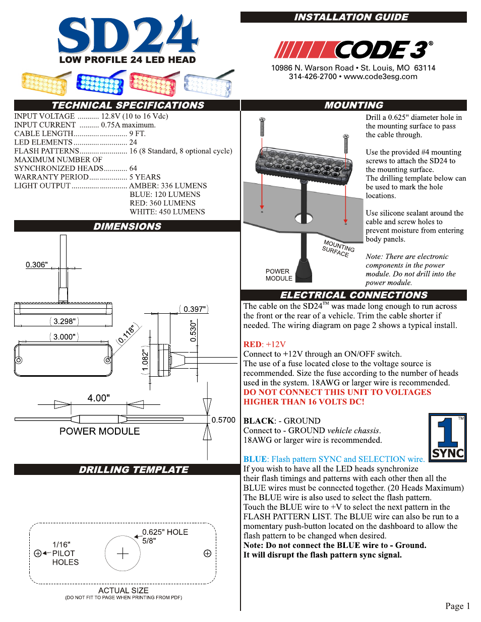 Code 3 SD24 User Manual | 2 pages