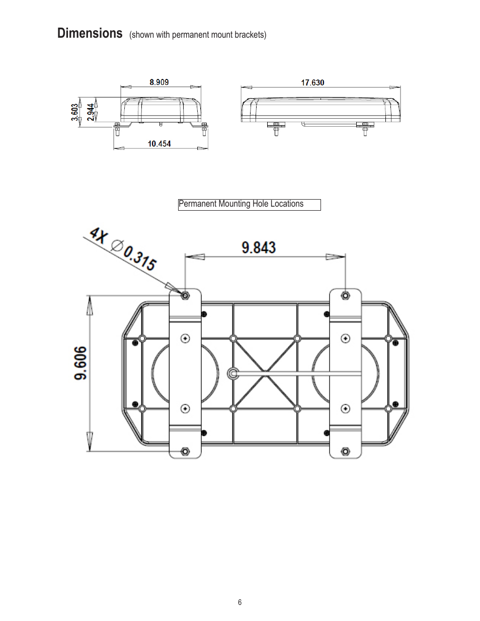 Dimensions | Code 3 Shield Mini Bar User Manual | Page 6 / 8