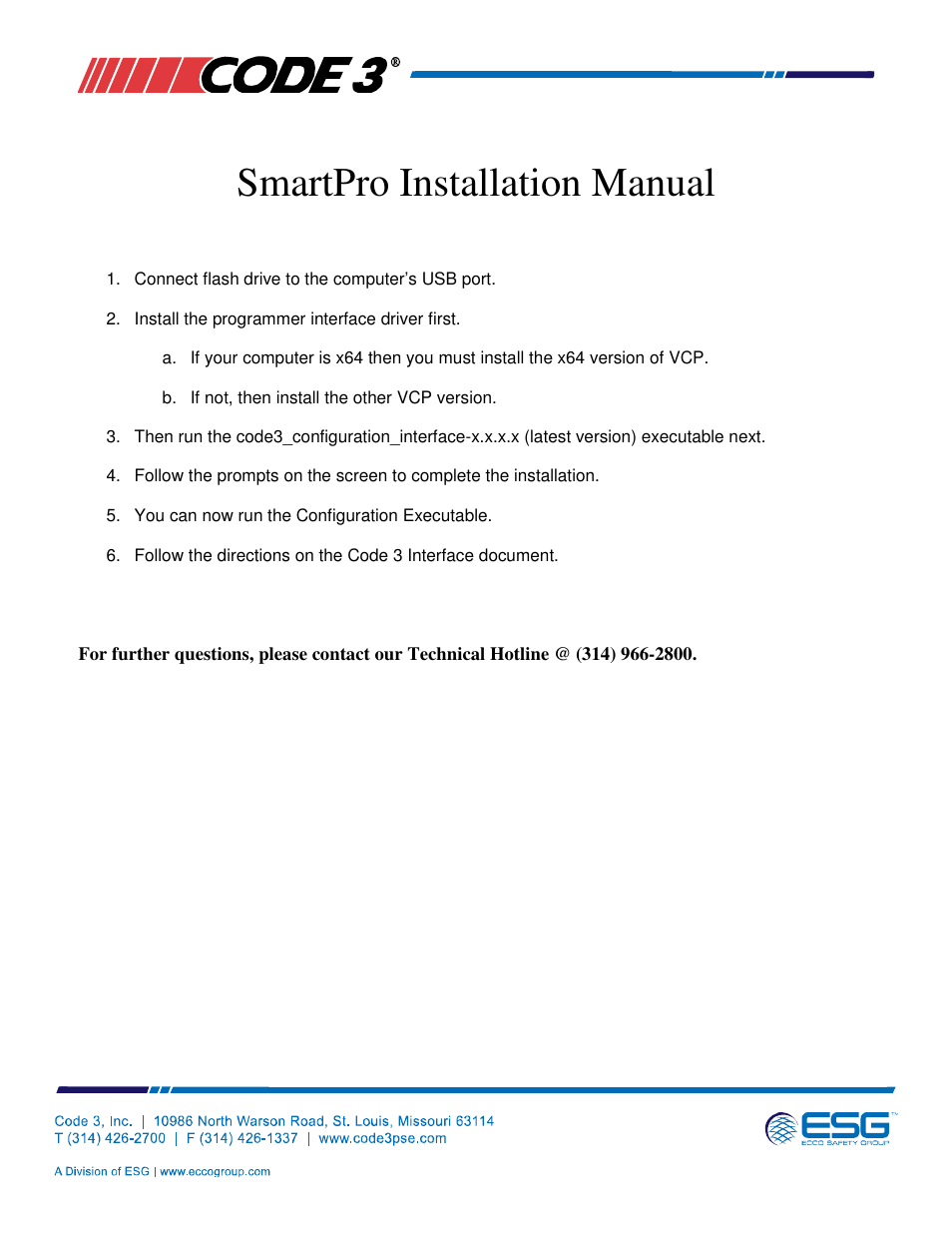 Code 3 SmartPro User Manual | 1 page
