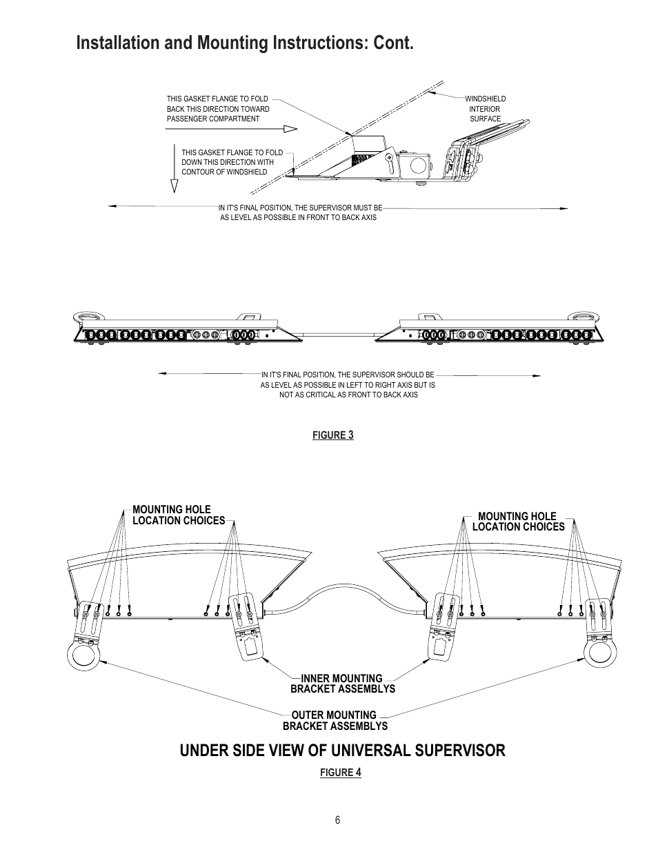 Installation and mounting instructions: cont, Under side view of universal supervisor | Code 3 SuperVisor U User Manual | Page 6 / 16