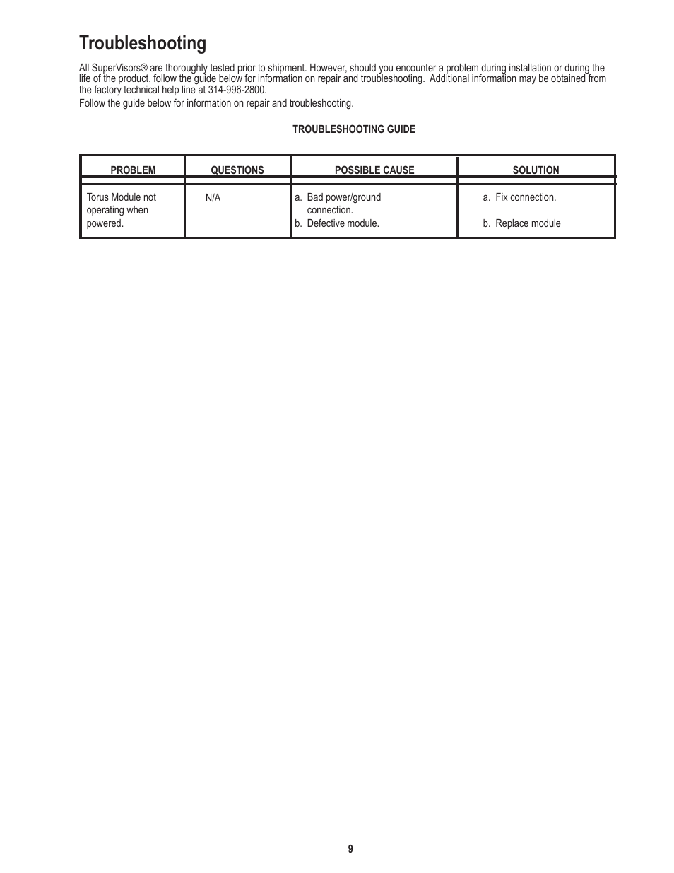 Troubleshooting | Code 3 SuperVisor with Torus for the 2011 Caprice User Manual | Page 9 / 12