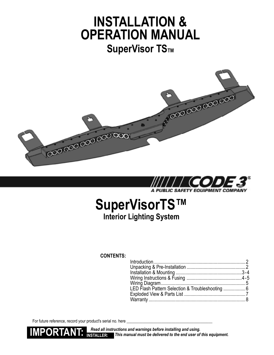 Code 3 SuperVisor with Torus User Manual | 5 pages