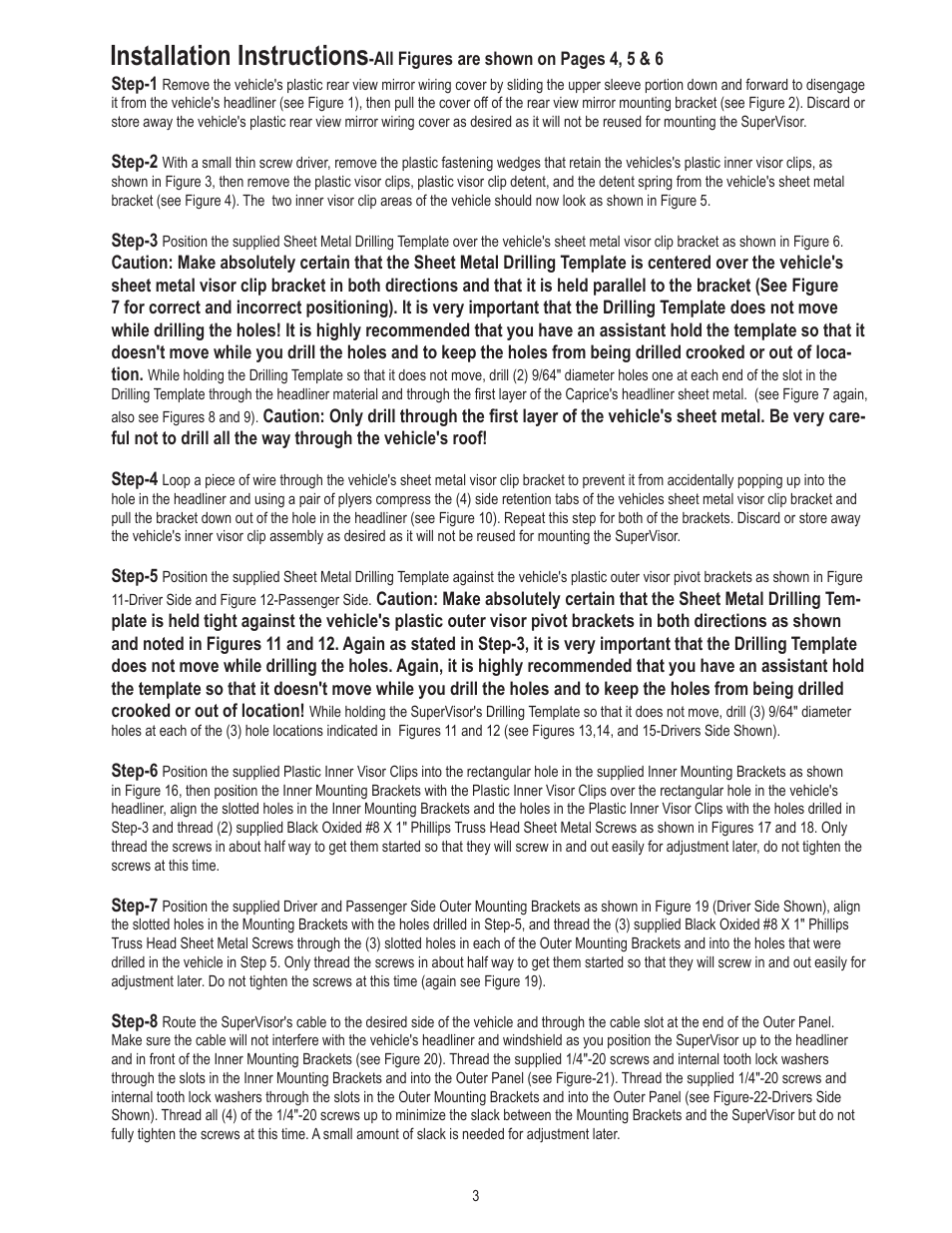 Installation instructions | Code 3 SuperVisor with TriCore for 2011 Caprice User Manual | Page 3 / 12