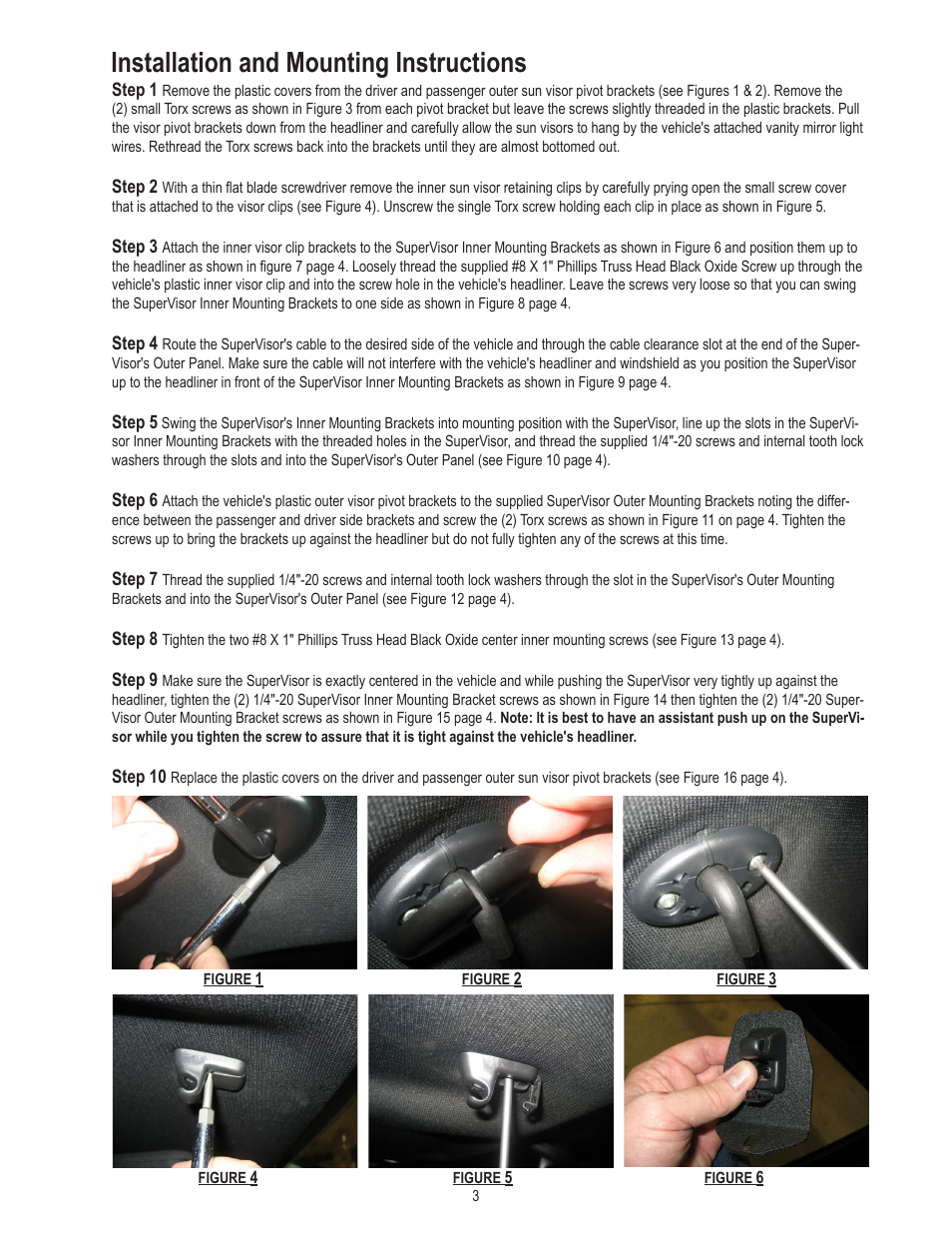 Installation and mounting instructions | Code 3 SuperVisor with TriCore for 2011 Charger User Manual | Page 3 / 8